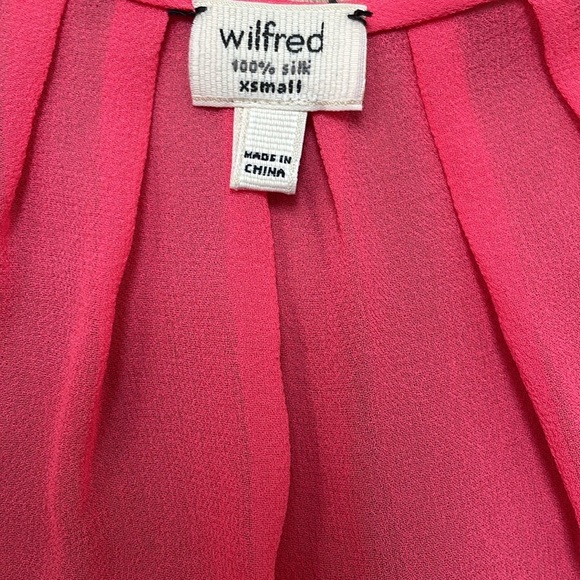 Aritzia Wilfred Ninon Blouse Neon Glow Pink Top Silk Button Down Sleeveless XS - Picture 7 of 8
